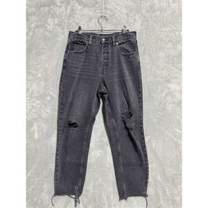Free People We the Free High Rise Jeans Women's 28 Button Fly Black Distressed‎